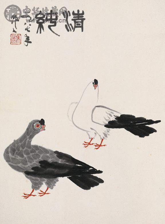 吴作人 1987年作 清纯 立轴 设色纸本