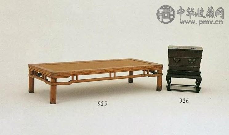 清中期 榆木圆桌裹圆藤面榻