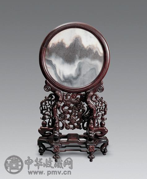 清 大理石圆形插屏