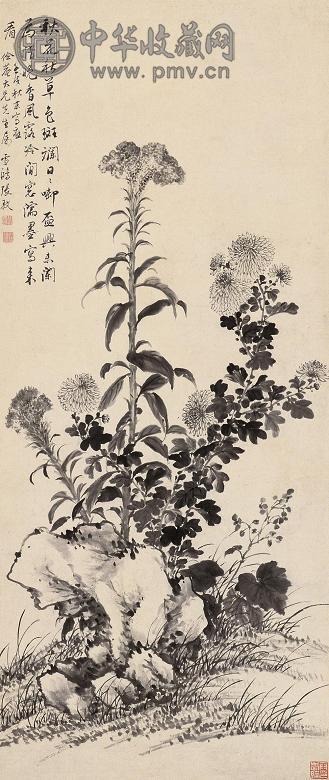 张敔 壬戌(1802年)作 秋花图 立轴 水墨纸本