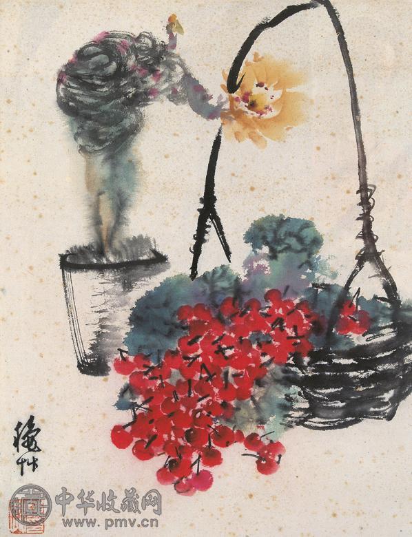 陈秋草 花卉 镜心 设色纸本