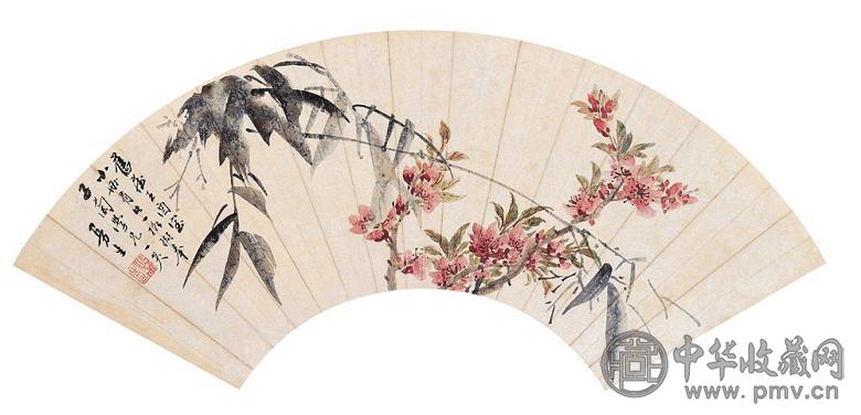 陈曼生 花鸟 扇面 设色纸本