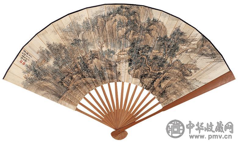 周怀民 庚午(1930年)作 山水 成扇 纸本