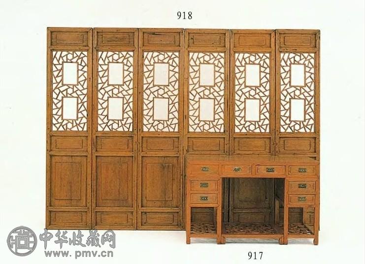 清晚期 榉木冰裂纹地纲塔几书桌 清晚期 榉木冰裂纹地纲塔几书桌