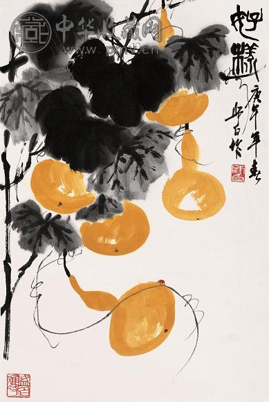 娄师白 1990年作 好样 立轴 设色纸本