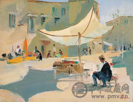 吴冠中 1961年作 拉萨街头 油画 画布