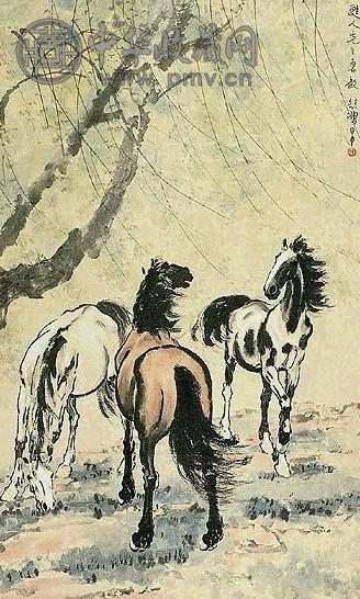 近现代 徐悲鸿 春风得意图 轴