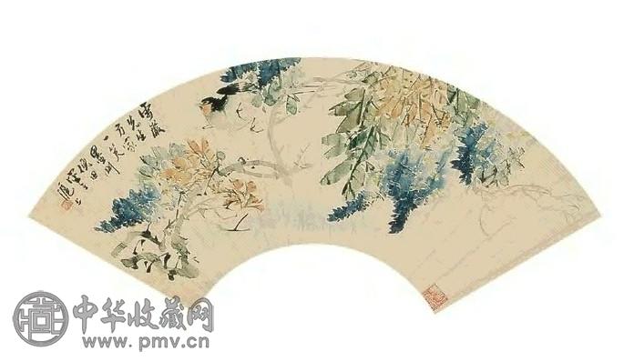 倪田 花鸟 扇面 纸本