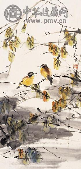 杨正新 花鸟 镜心