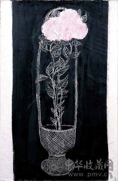 常玉 1931年作 篮中盛开的粉红菊 油画 画布