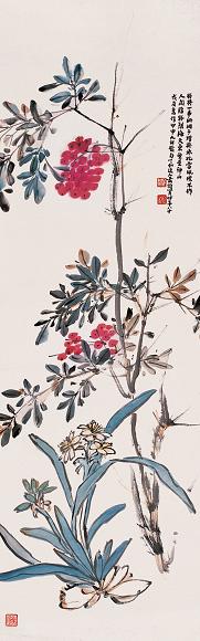 萧俊贤 戊辰(1928年)作 天竺水仙 立轴 设色纸本