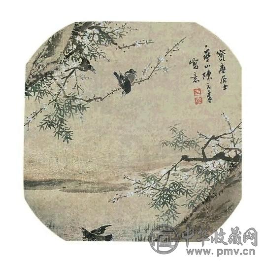 陈元章 花鸟 立轴 设色