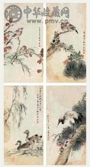颜伯龙 花鸟 册页 十开 设色纸本