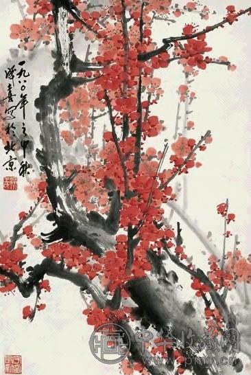 王成喜 红梅 立轴 设色纸本