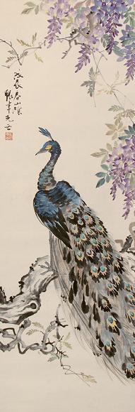 张聿光 孔雀 立轴 设色纸本