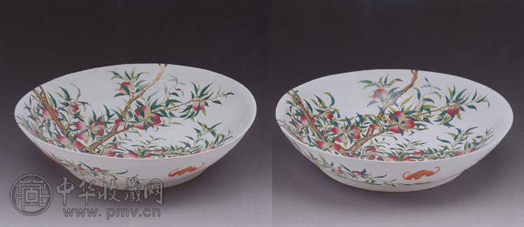 清光绪 粉彩寿桃纹大盘(1对)