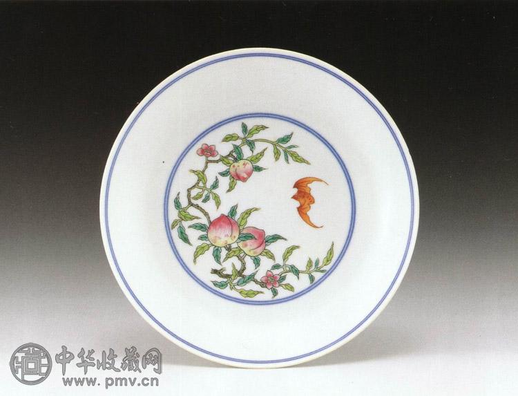 清嘉庆 粉彩福寿盘