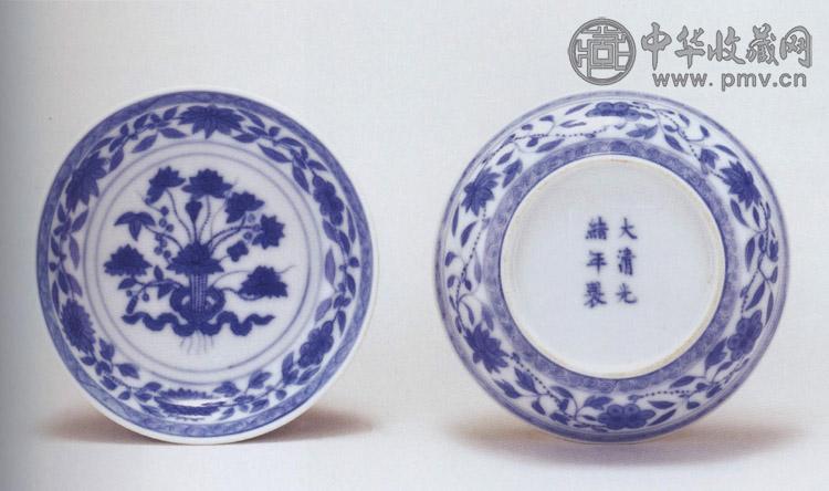 清光绪 青花束莲纹盘(1对)