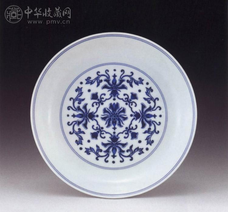 清乾隆 青花缠枝花卉盘