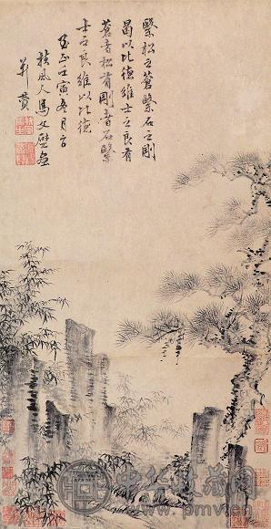 马文壁(款) 松石图 立轴