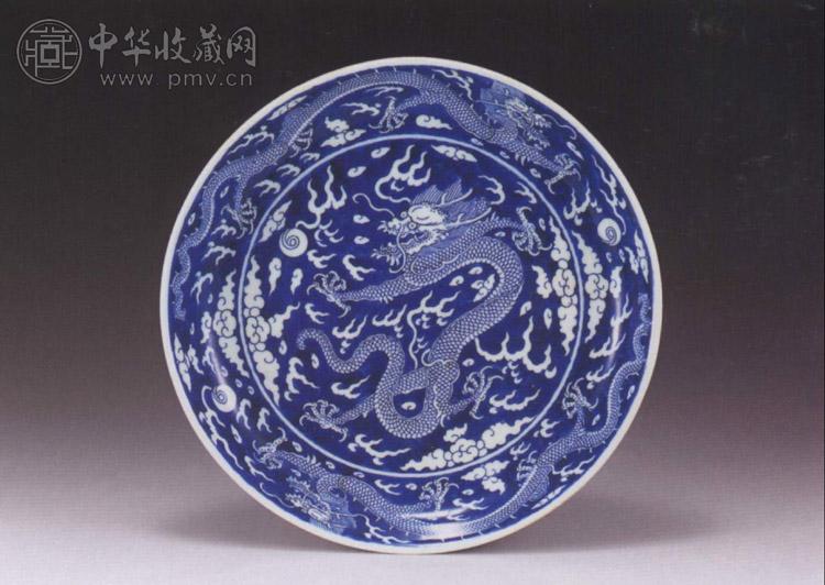 清乾隆 青花云龙盘