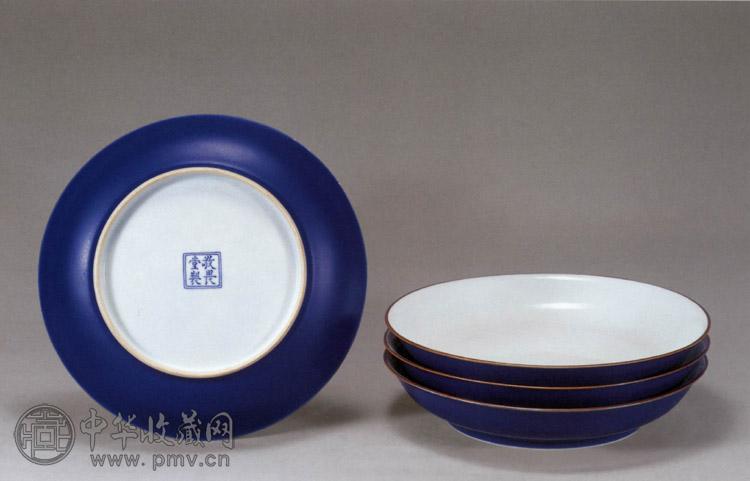 清乾隆 霁蓝釉盘 四件