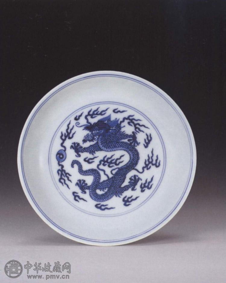清康熙 青花云龙盘