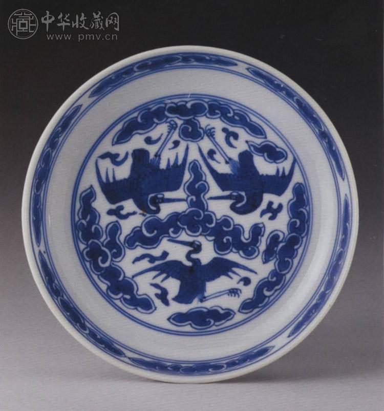 清康熙 青花云鹤纹盘