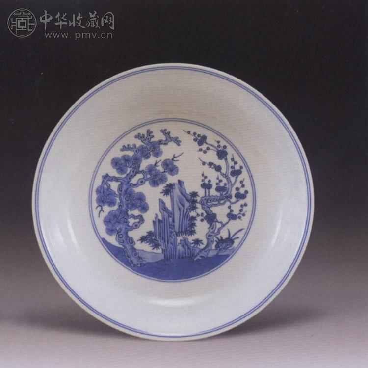 清乾隆 青花松竹梅盘
