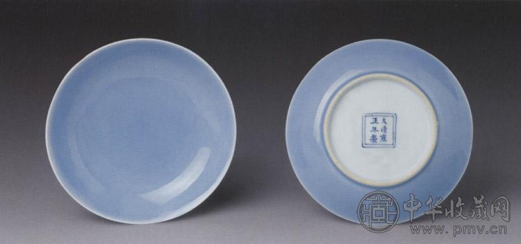 清雍正 天蓝釉盘(1对)