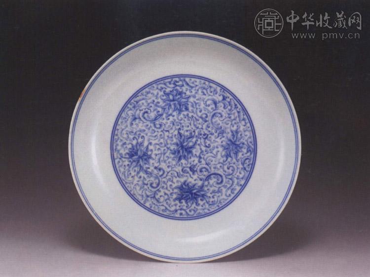 清雍正 青花淡描花卉盘