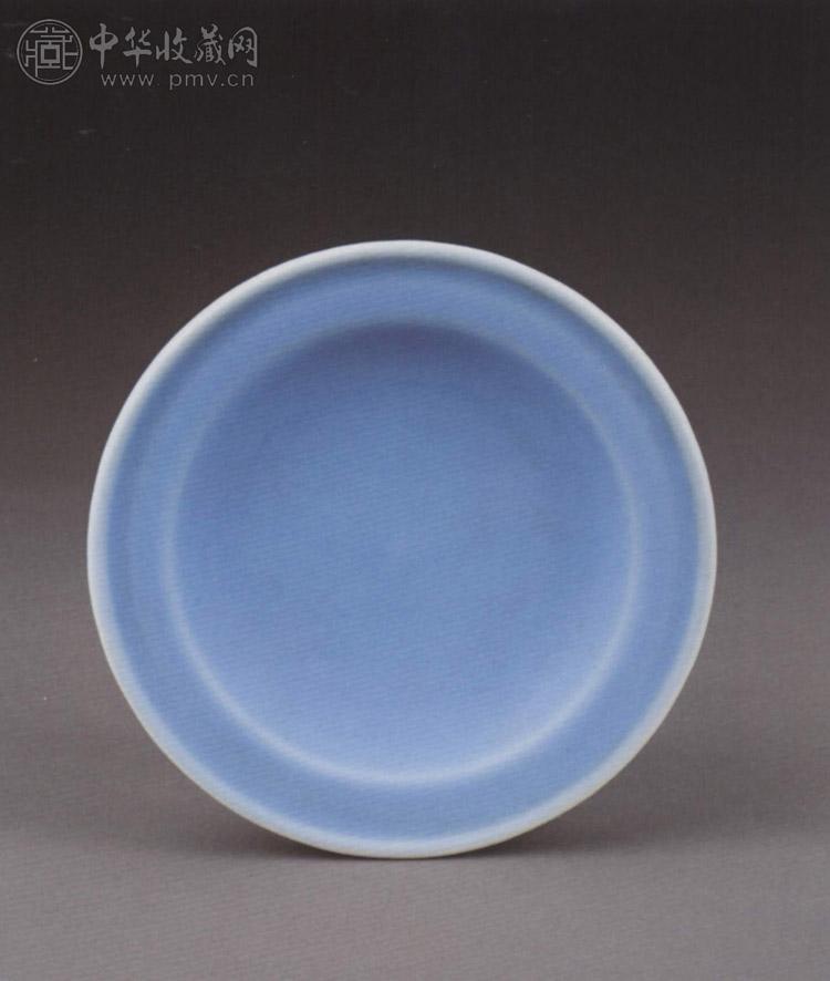 清雍正 天蓝釉盘