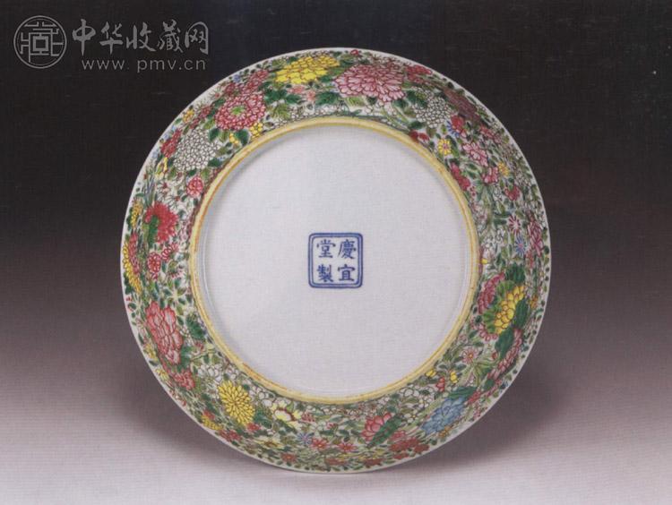 清乾隆 料彩花卉盘