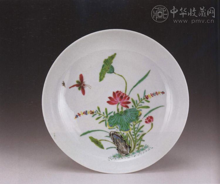 清雍正 粉彩亭亭玉立盘