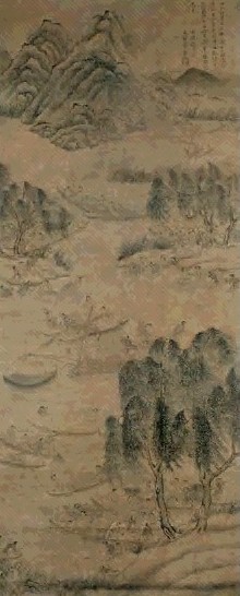 明 叶广 鱼乐图 轴