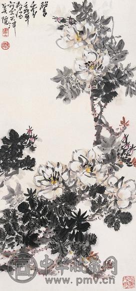 霍春阳 花卉 立轴 纸本