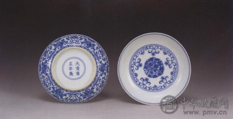 清雍正 青花花卉盘(2件)