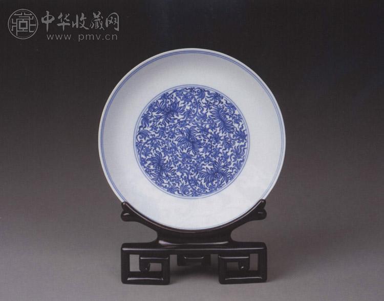清雍正 青花缠枝莲纹盘