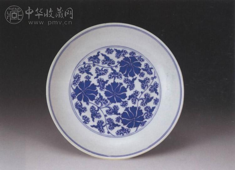 清道光 青花缠枝花卉盘