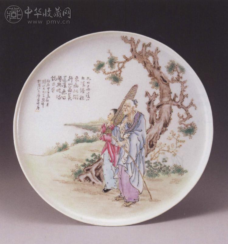 近代 粉彩人物盘