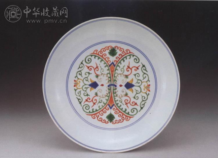 清雍正 五彩佛花盘