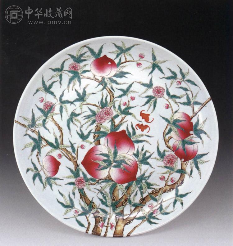 清 粉彩过枝九桃大盘