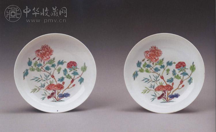 清雍正 粉彩花卉纹盘(1对)