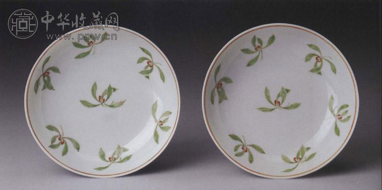 清光绪 粉彩兰花纹盘(1对)