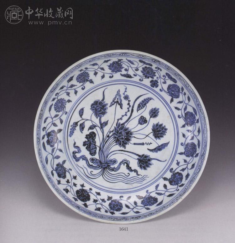 明永乐 青花一束莲盘