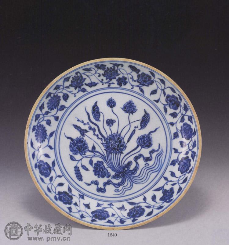 明永乐 青花一束莲盘