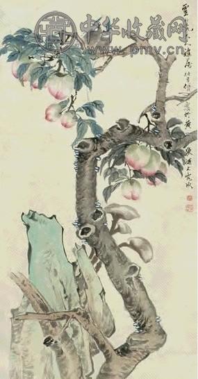 任伯年 寿桃 立轴 设色