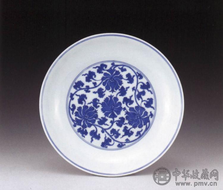 清康熙 青花缠枝花卉盘