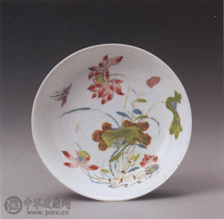 清雍正 粉彩荷花图盘