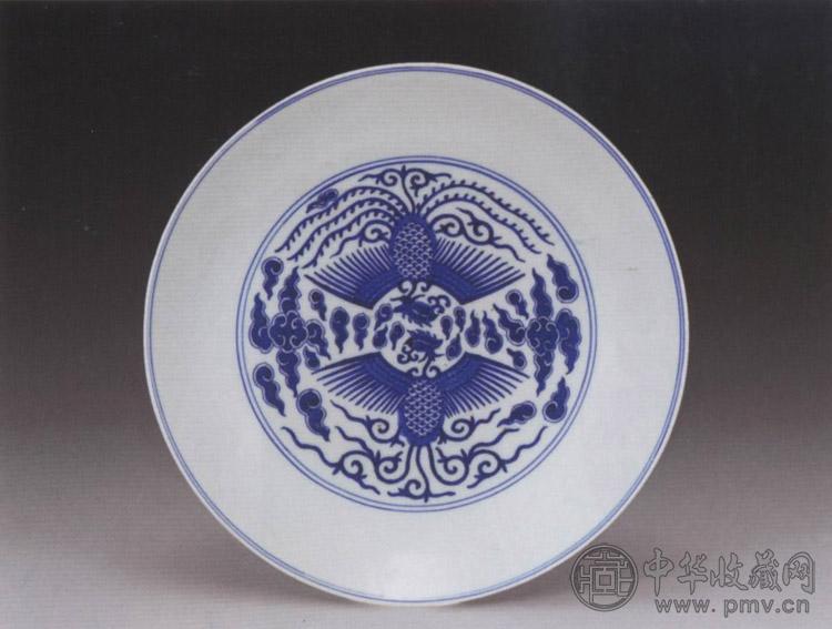 清光绪 青花云凤盘